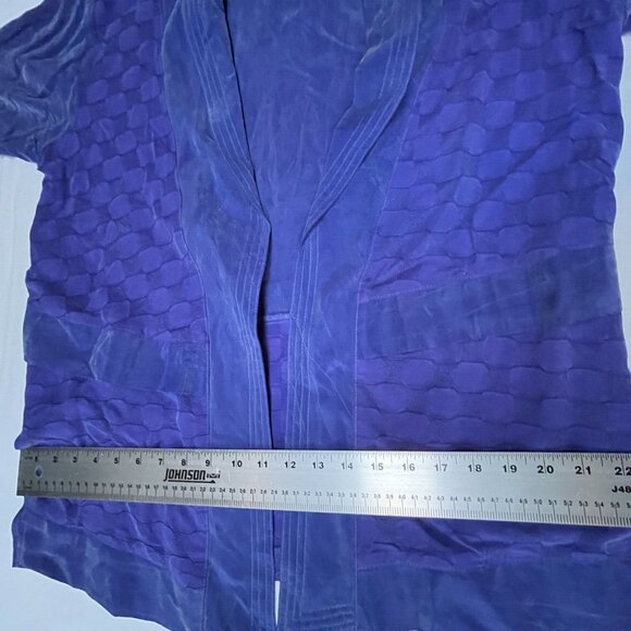 IC Collections Womens Medium Silk Open Front Cardigan Jacket Purple Lightweight - Picture 7 of 8
